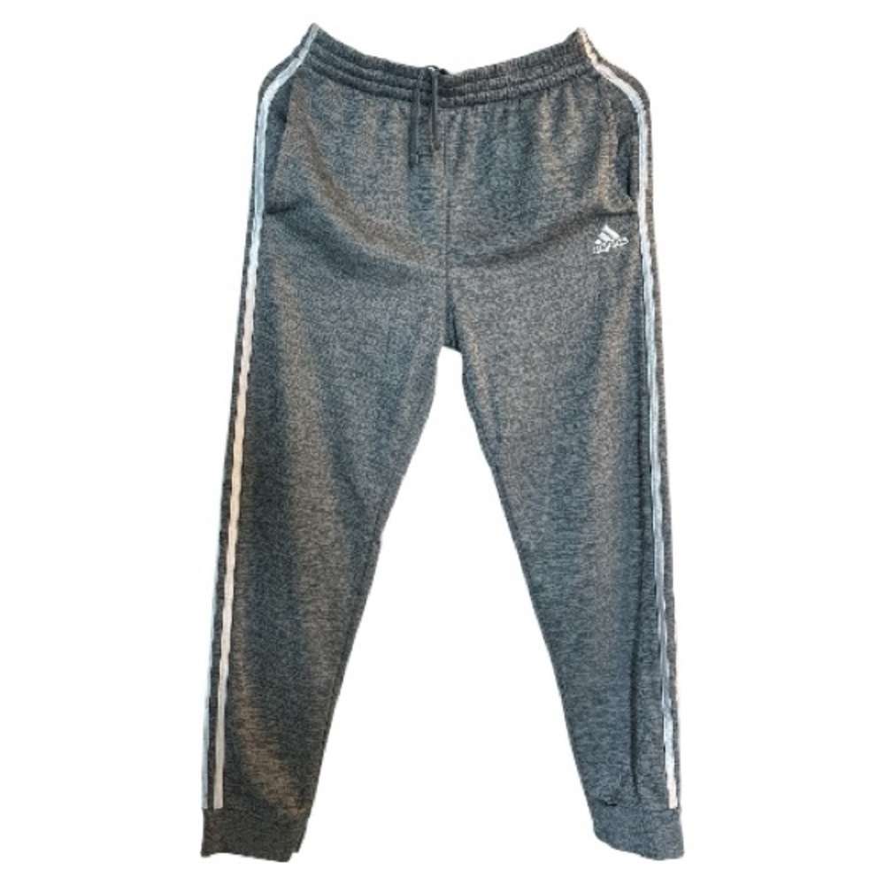 Adidas Youth Heather Gray with white stripes Joggers YXL 18/20
